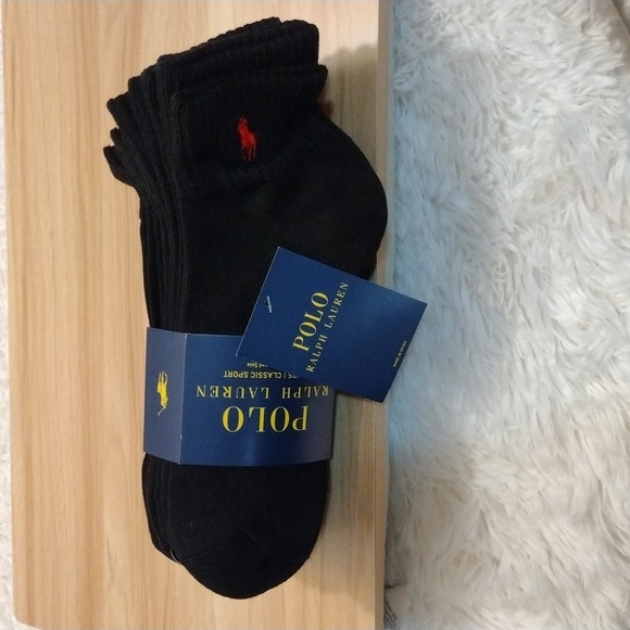 Polo Ralph Lauren Black 6 Pairs Men's Classic Sport half cushioned sole … - Picture 1 of 4